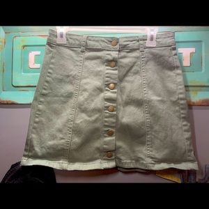 Green button down skirt